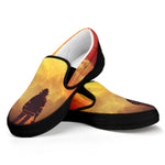 Brave Firefighter With Axe Print Black Slip On Shoes