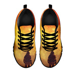 Brave Firefighter With Axe Print Black Sneakers