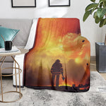 Brave Firefighter With Axe Print Blanket