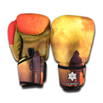 Brave Firefighter With Axe Print Boxing Gloves