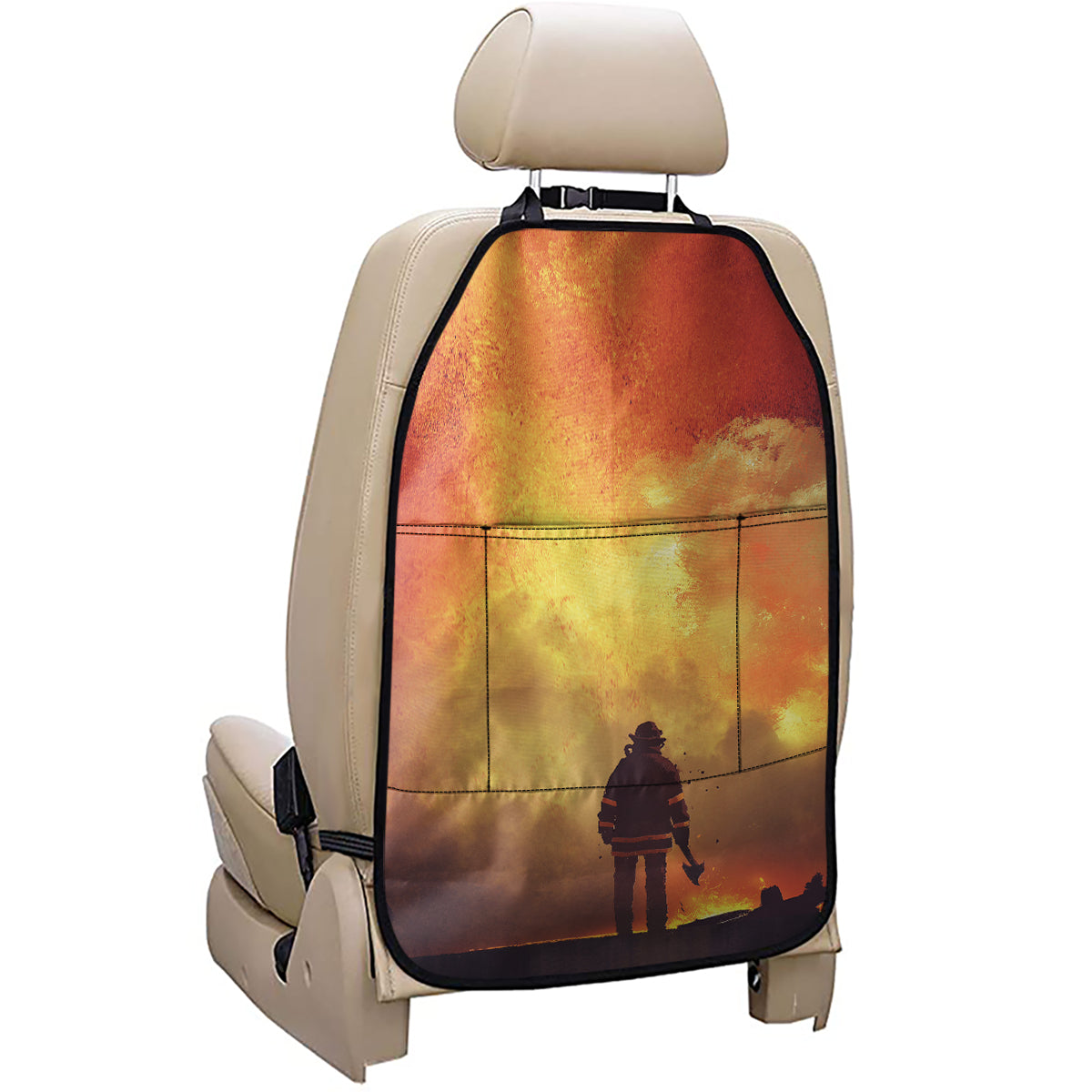 Brave Firefighter With Axe Print Car Seat Organizers