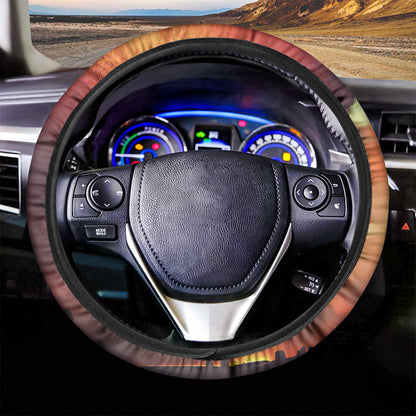 Brave Firefighter With Axe Print Car Steering Wheel Cover