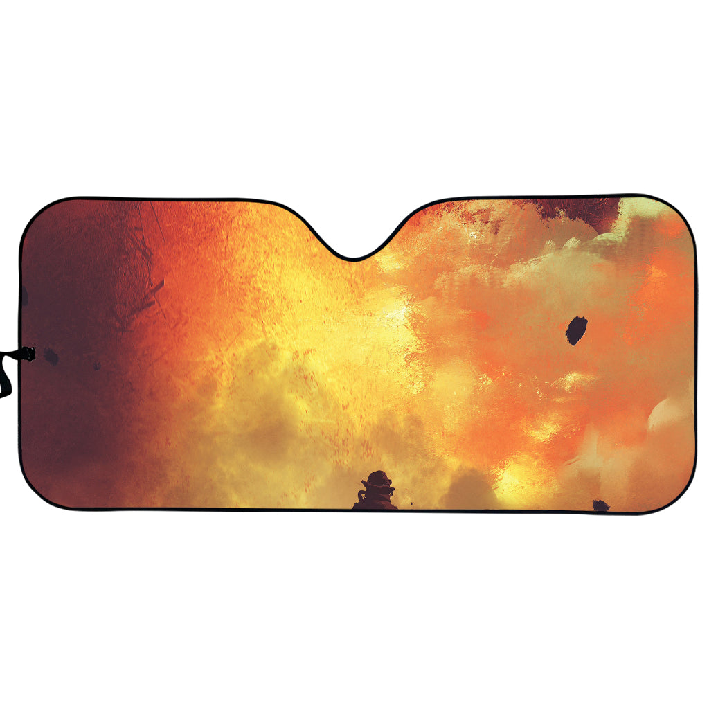 Brave Firefighter With Axe Print Car Sun Shade
