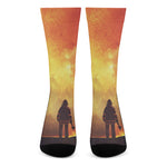 Brave Firefighter With Axe Print Crew Socks