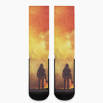 Brave Firefighter With Axe Print Crew Socks