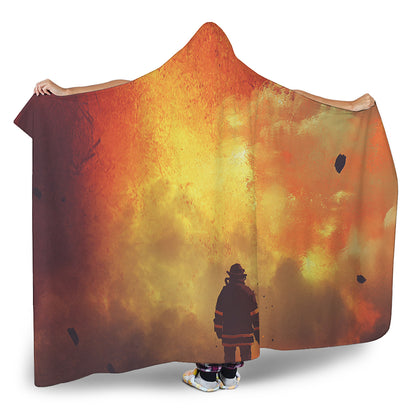 Brave Firefighter With Axe Print Hooded Blanket