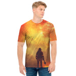 Brave Firefighter With Axe Print Men's T-Shirt