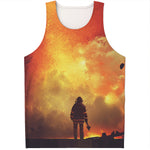 Brave Firefighter With Axe Print Men's Tank Top