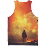 Brave Firefighter With Axe Print Men's Tank Top