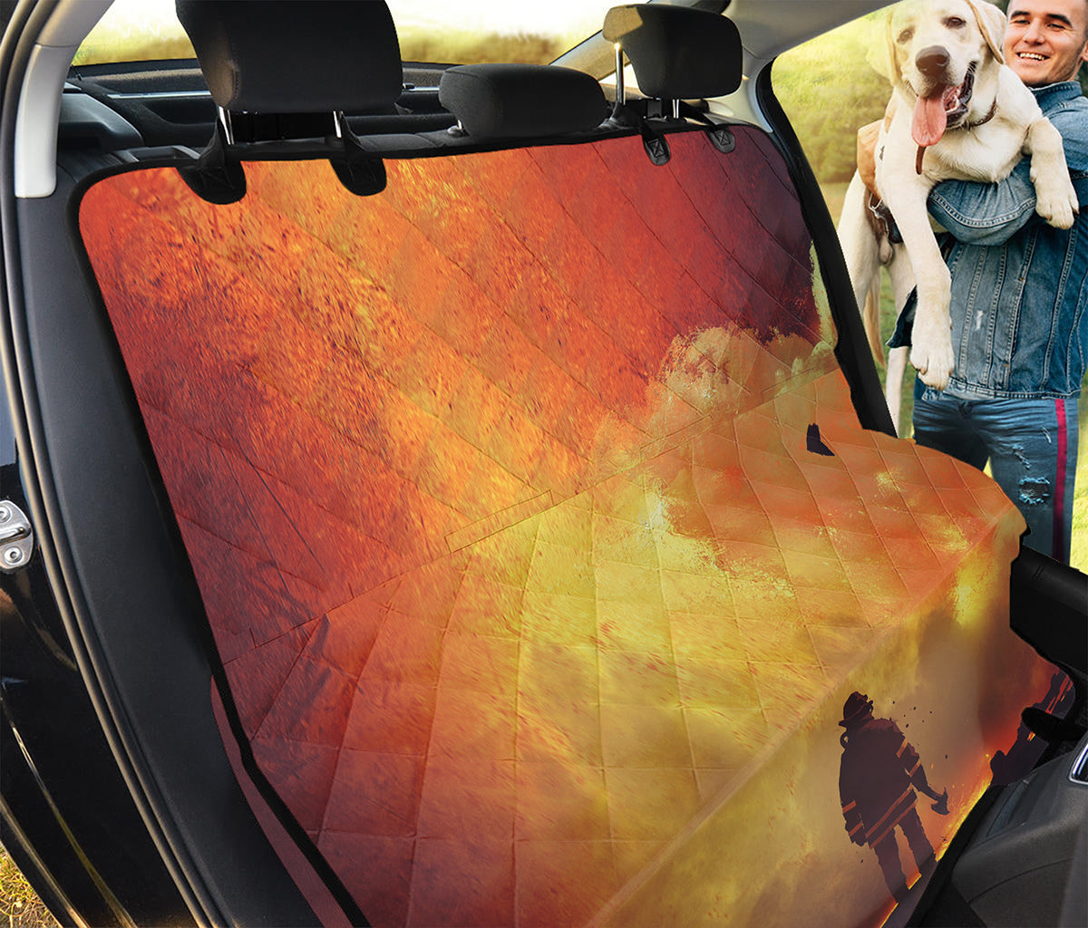 Brave Firefighter With Axe Print Pet Car Back Seat Cover