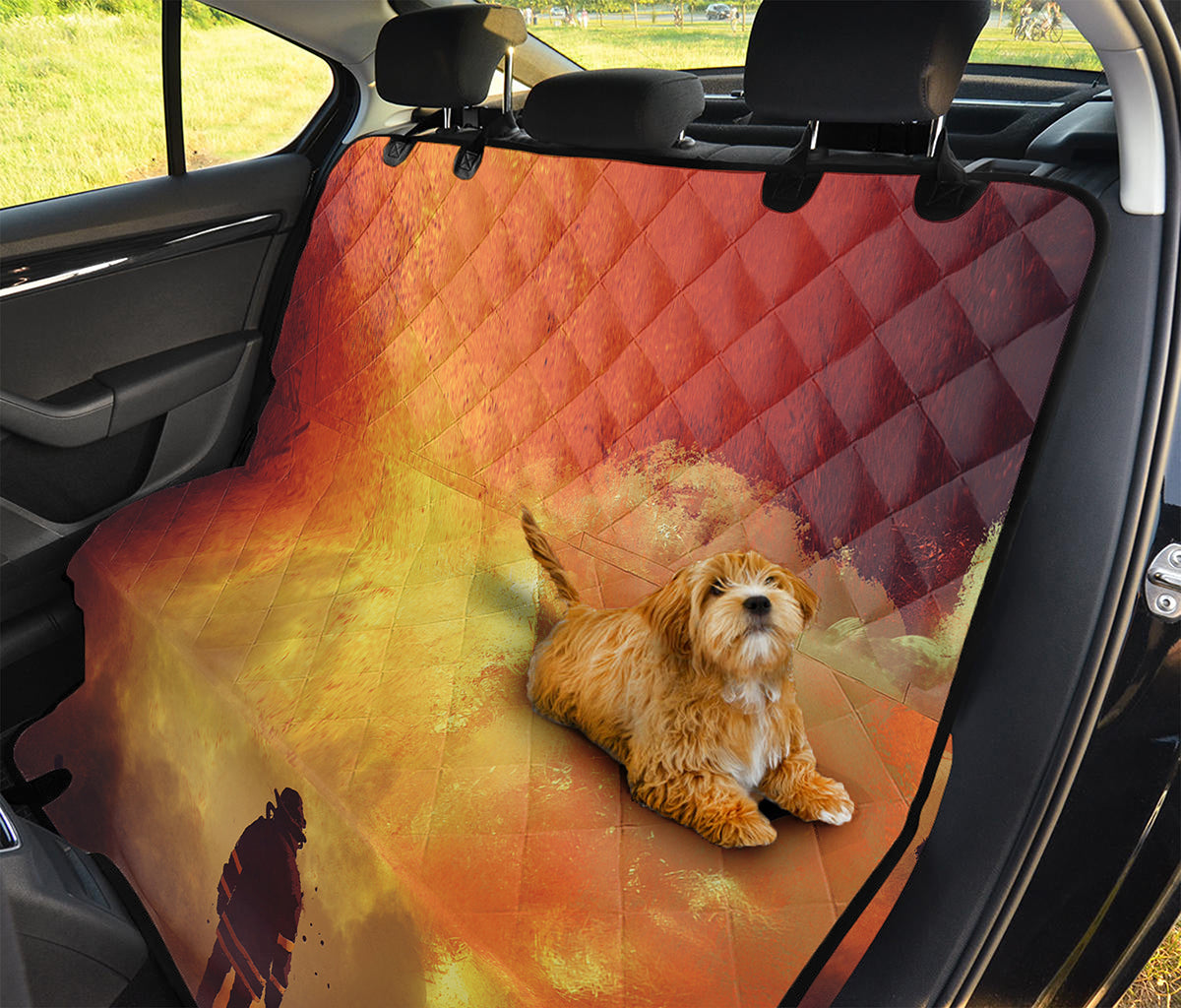 Brave Firefighter With Axe Print Pet Car Back Seat Cover