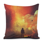 Brave Firefighter With Axe Print Pillow Cover