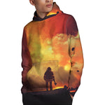 Brave Firefighter With Axe Print Pullover Hoodie