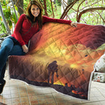 Brave Firefighter With Axe Print Quilt