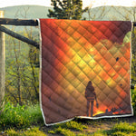 Brave Firefighter With Axe Print Quilt