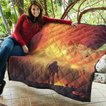 Brave Firefighter With Axe Print Quilt