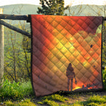 Brave Firefighter With Axe Print Quilt