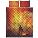 Brave Firefighter With Axe Print Quilt Bed Set
