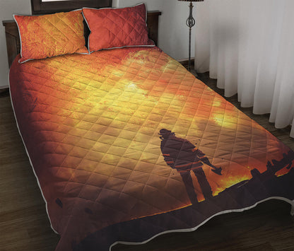 Brave Firefighter With Axe Print Quilt Bed Set