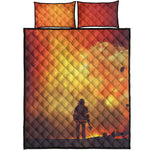 Brave Firefighter With Axe Print Quilt Bed Set