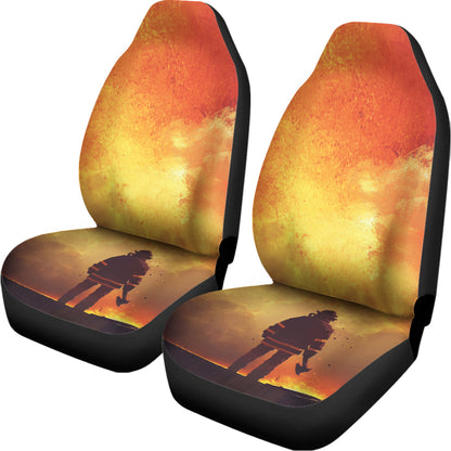 Brave Firefighter With Axe Print Universal Fit Car Seat Covers