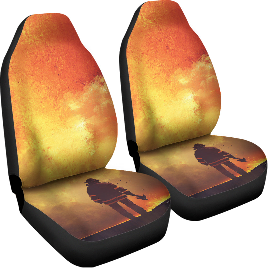 Brave Firefighter With Axe Print Universal Fit Car Seat Covers