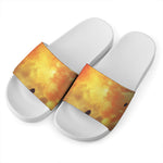 Brave Firefighter With Axe Print White Slide Sandals