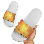 Brave Firefighter With Axe Print White Slide Sandals