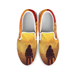Brave Firefighter With Axe Print White Slip On Shoes