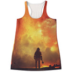 Brave Firefighter With Axe Print Women's Racerback Tank Top