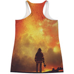Brave Firefighter With Axe Print Women's Racerback Tank Top