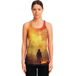 Brave Firefighter With Axe Print Women's Racerback Tank Top