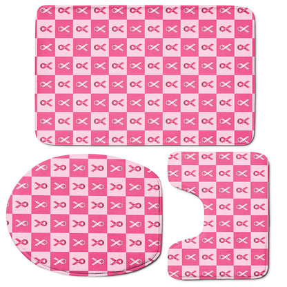 Breast Cancer Awareness Pattern Print 3 Piece Bath Mat Set