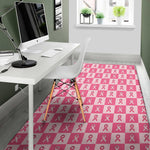 Breast Cancer Awareness Pattern Print Area Rug