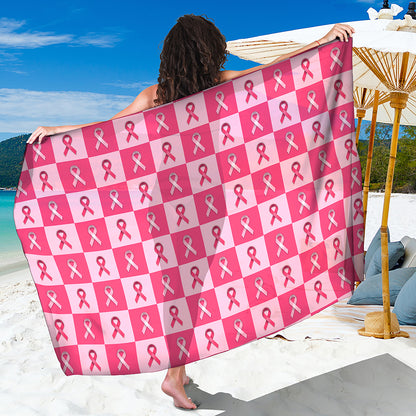 Breast Cancer Awareness Pattern Print Beach Sarong Wrap