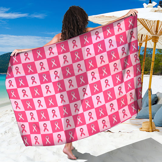 Breast Cancer Awareness Pattern Print Beach Sarong Wrap