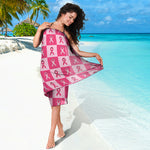 Breast Cancer Awareness Pattern Print Beach Sarong Wrap