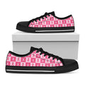 Breast Cancer Awareness Pattern Print Black Low Top Sneakers