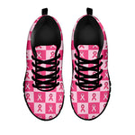 Breast Cancer Awareness Pattern Print Black Sneakers