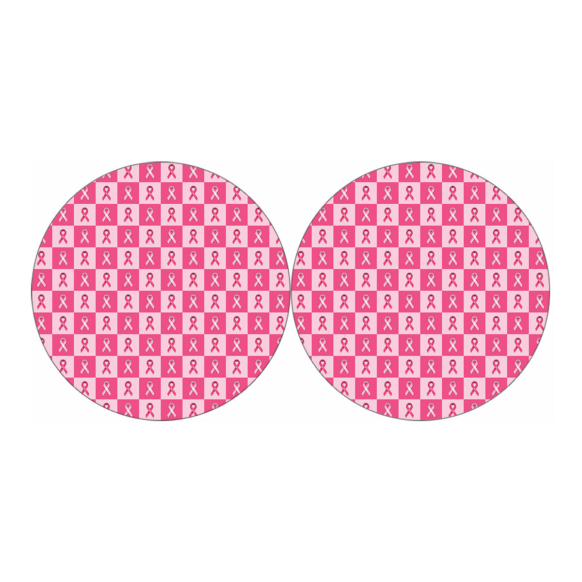 Breast Cancer Awareness Pattern Print Car Coasters