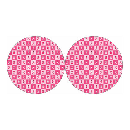 Breast Cancer Awareness Pattern Print Car Coasters