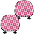 Breast Cancer Awareness Pattern Print Car Headrest Covers