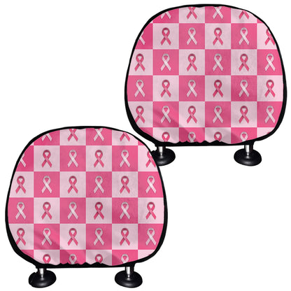 Breast Cancer Awareness Pattern Print Car Headrest Covers