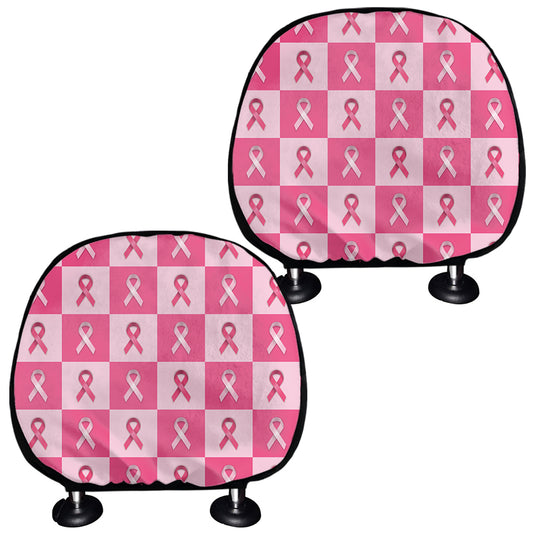 Breast Cancer Awareness Pattern Print Car Headrest Covers