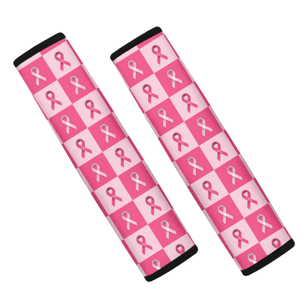 Breast Cancer Awareness Pattern Print Car Seat Belt Covers