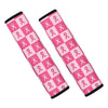 Breast Cancer Awareness Pattern Print Car Seat Belt Covers