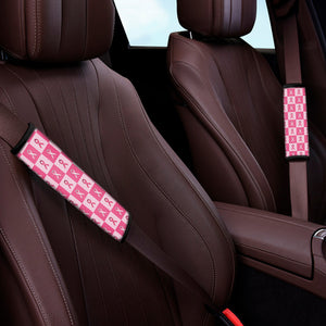 Breast Cancer Awareness Pattern Print Car Seat Belt Covers