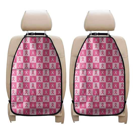 Breast Cancer Awareness Pattern Print Car Seat Organizers