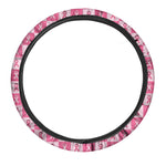 Breast Cancer Awareness Pattern Print Car Steering Wheel Cover