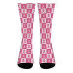 Breast Cancer Awareness Pattern Print Crew Socks